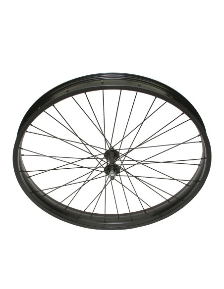 26 x 3.00 Fat Alloy Front 6/Bolt Disk Wheel 36 Spoke 14gBlack 3/8 Axle Single Wall Black,